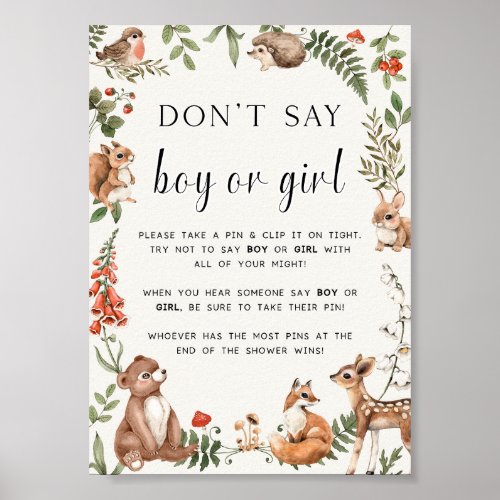 Dont say Boy or Girl Baby Shower Game Poster