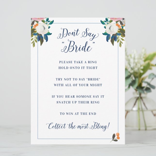 Don't Say Bride Bridal Shower Game Invitation (Standing Front)