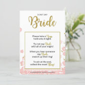 Don't Say Bride Bridal Shower Ring Game | Pink Gol Invitation (Standing Front)