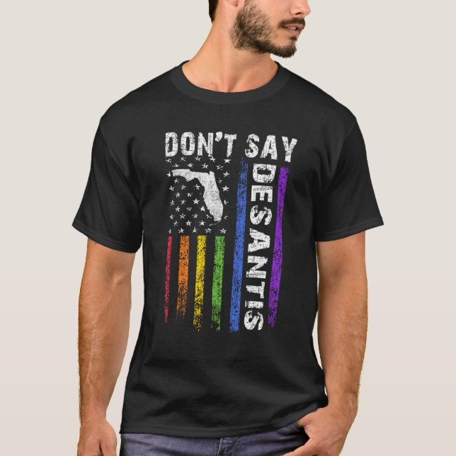 Don't Say DeSantis Florida Say Gay LGBTQ Pride Ant T-Shirt (Front)
