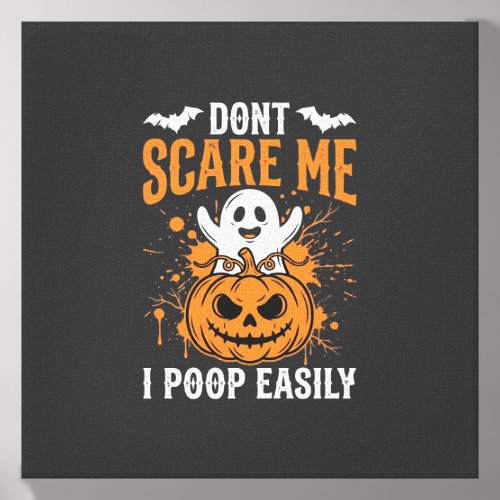 Don't Scare Me Halloween Ghost Pumpkin Design Canvas Photo Tile