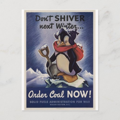Dont shiver next winter order coal now postcard