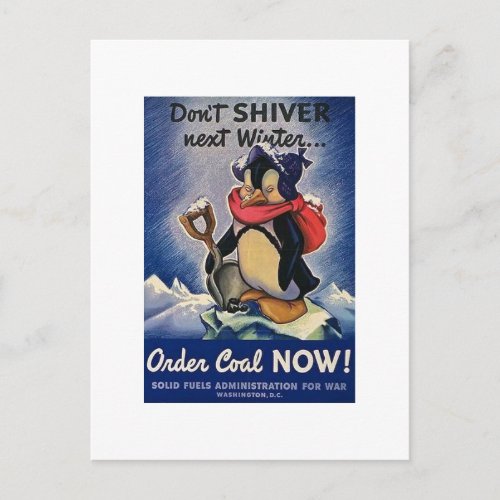 Dont Shiver Next Winter Vintage WW2 Postcard