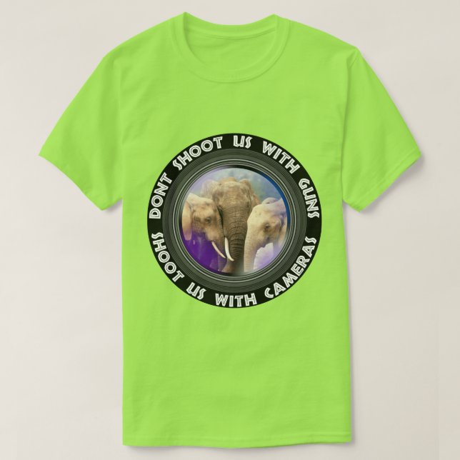 Don't Shoot Us Elephant Family T-Shirt (Design Front)