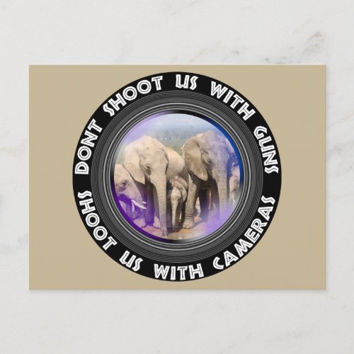 Dont Shoot Us Wildlife Conservation Elephant Herd Holiday Postcard