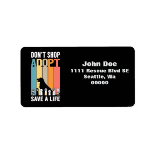 Don't Shop Adopt Pet Rescue Return Address Labels