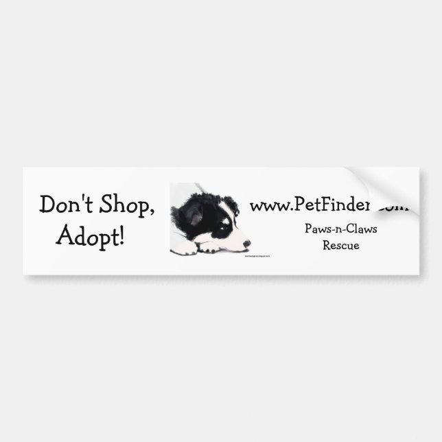 Don't Shop, Adopt!, www.PetFinder.com Bumper Sticker (Front)