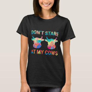 Dont Stare At My Cows Funny Farmer Cow Lover Premi T-Shirt