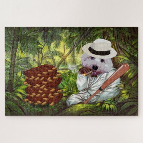 Dont Steal My Ribs Funny Maltese Dog Jigsaw Puzzle