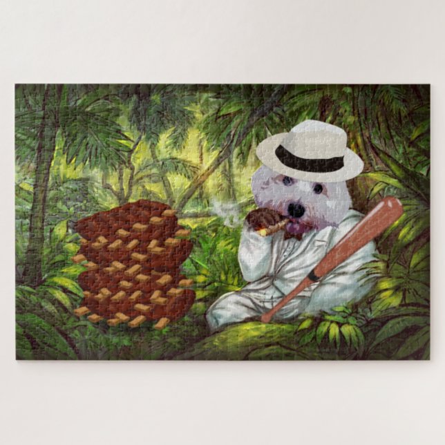 Don't Steal My Ribs! Funny Maltese Dog Jigsaw Puzzle (Horizontal)