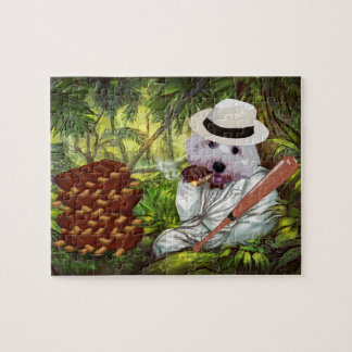 Don't Steal My Ribs! Funny Maltese Dog Jigsaw Puzzle