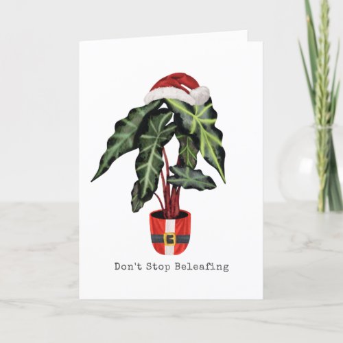 Dont Stop Beleafing Santa Claus Houseplant Holiday Card