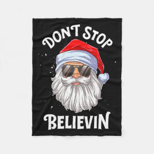 Dont Stop Believin Santa Christmas Boys Kids _1  Fleece Blanket
