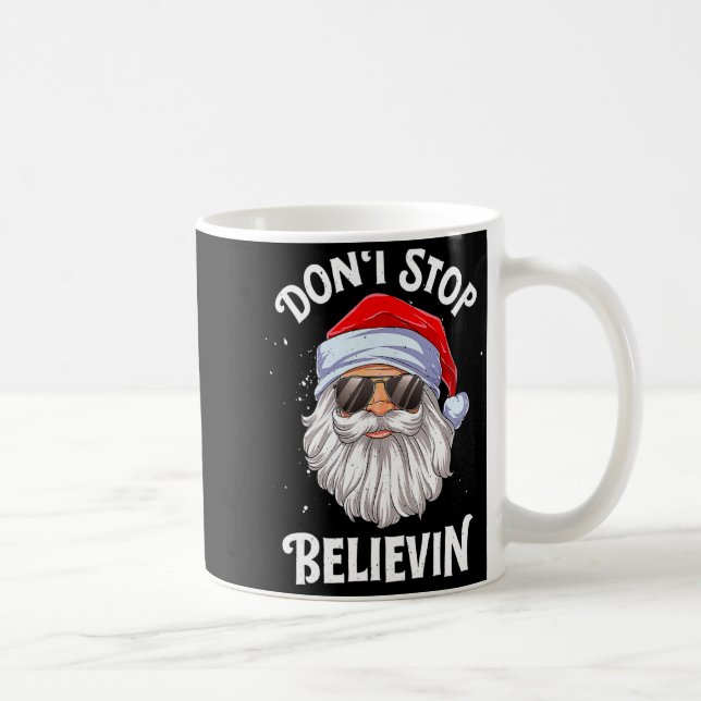 Dont Stop Believin Santa Christmas Boys Kids  Coffee Mug (Right)