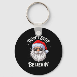 Don't Stop Believin Santa Funny Christmas Boys Kid Keychain