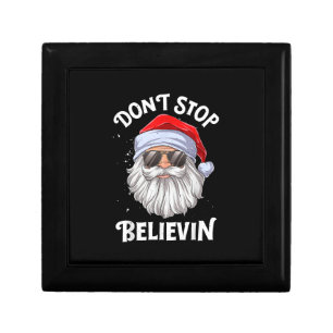 Don't Stop Believin Santa Funny Christmas Gift Box