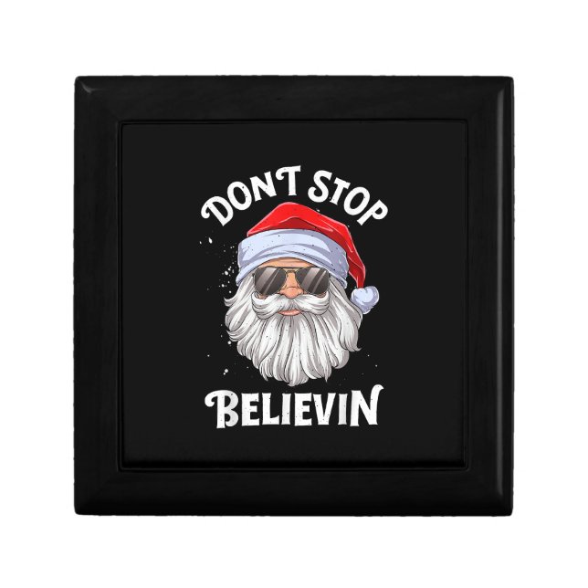 Don't Stop Believin Santa Funny Christmas Gift Box (Front)