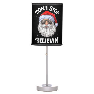 Don't Stop Believin Santa Funny Christmas Table Lamp