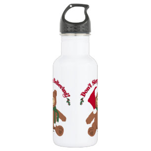 Don't Stop Believing! Christmas Bear Stainless Steel Water Bottle