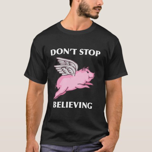 DonT Stop Believing Flying Pig With Wings Long Sl T_Shirt