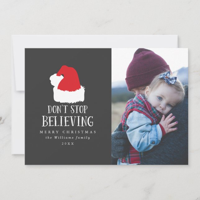 Don't Stop Believing Photo Christmas Cards (Front)