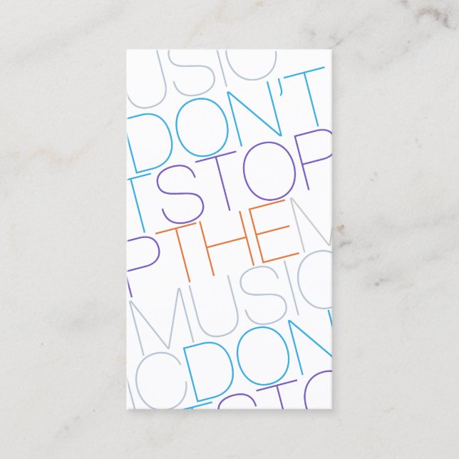 DON'T STOP THE MUSIC DJ Band Musician Business Card (Front)
