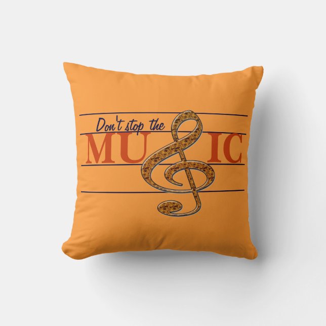 Don't Stop The Music Orange Decorative Pillow (Front)