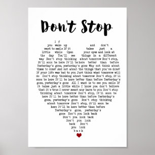 Don't Stop Wall Art Song Lyric Heart Print