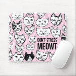 Don&#39;t Stress Meowt Cat Head Pattern Pink Mouse Pad at Zazzle