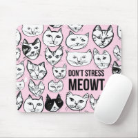 Don't Stress MEOWT Cat Head Pattern Pink