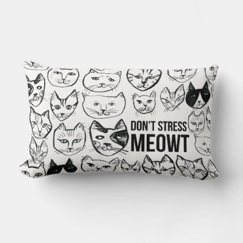 Dont Stress Meowt Funny Punny Cat Lumbar Pillow