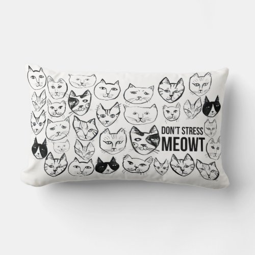 Dont Stress Meowt Funny Punny Cat Lumbar Pillow