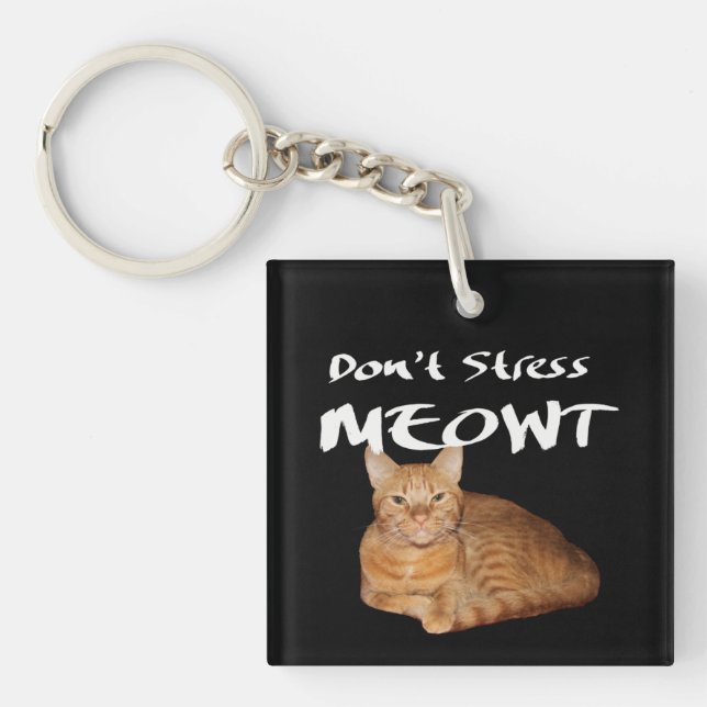 Don't Stress Meowt - Orange Cat Stress Me Out Keychain (Front)