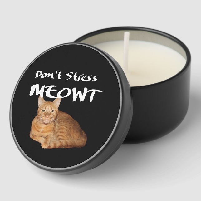 Don't Stress Meowt - Orange Cat Stress Me Out Mini Candle Favors (Corner)