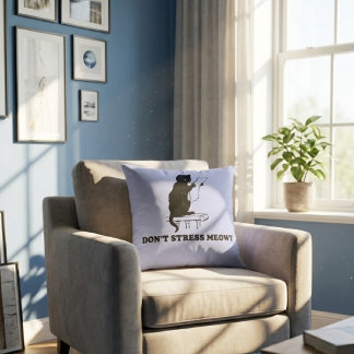dont stress meowt throw pillow