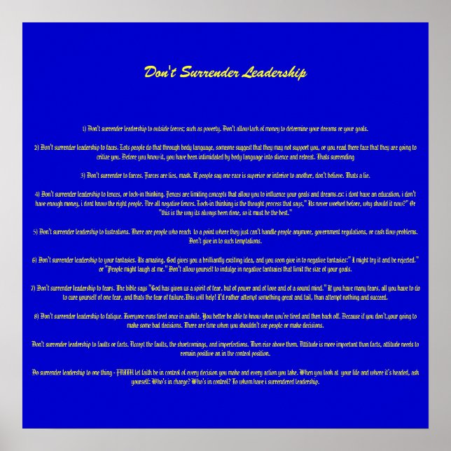 Don't Surrender Leadership - Customized Poster (Front)