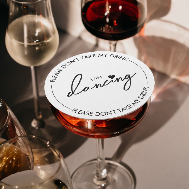 Don't take my Drink I'm dancing Minimalist Modern Round Paper Coaster (Please don't take my drink - I am dancing - wedding coaster)