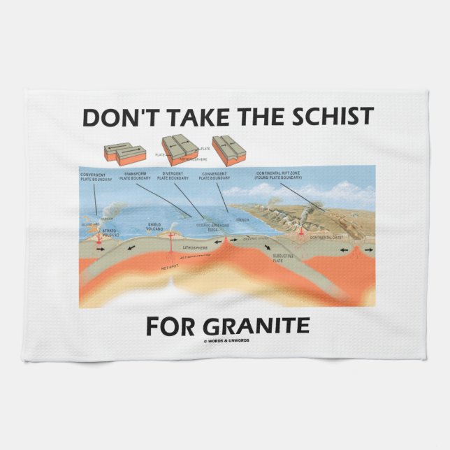 Don't Take The Schist For Granite (Geology Humor) Kitchen Towel (Horizontal)