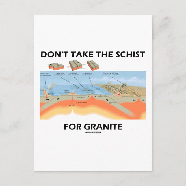 Don't Take The Schist For Granite (Geology Humor) Postcard (Front)