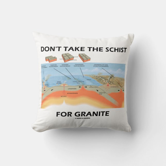 Don't Take The Schist For Granite (Geology Humor) Throw Pillow (Front)