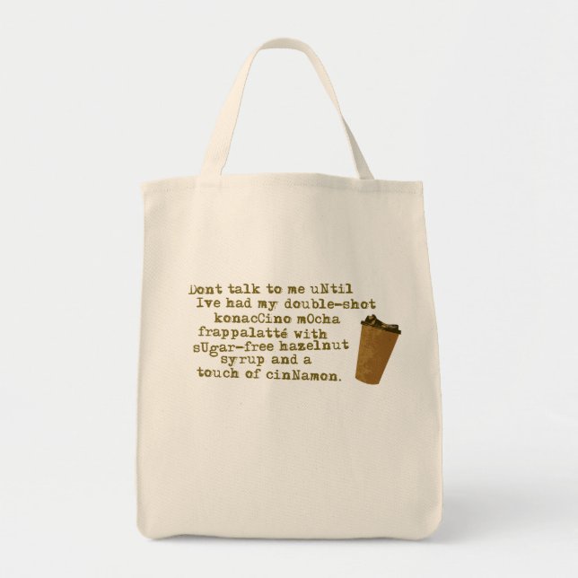 Don't Talk Need Coffee Tote Bag (Front)