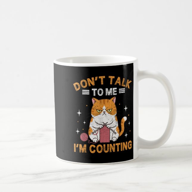 Don't Talk To Me I'm Counting Funny Cat Knits Croc Coffee Mug (Right)