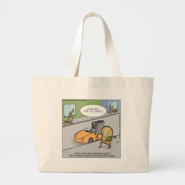 Don't Talk To Strangers Funny Large Tote Bag (Front)