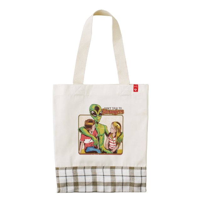 Dont Talk To Strangers Zazzle HEART Tote Bag (Back)