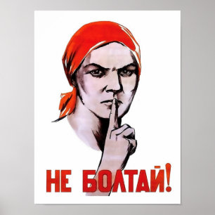 "Don't Talk" WW2 Vintage Soviet Propaganda Poster