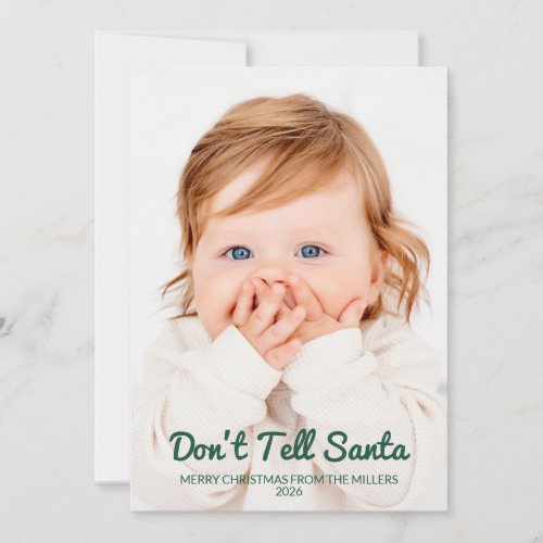 Don't Tell Santa Funny 2 Photo Holiday Christmas Card