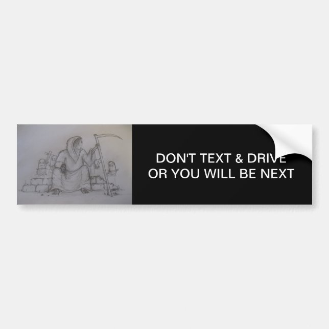 Dont Text & Drive Grim Reaper Bumper Sticker (Front)