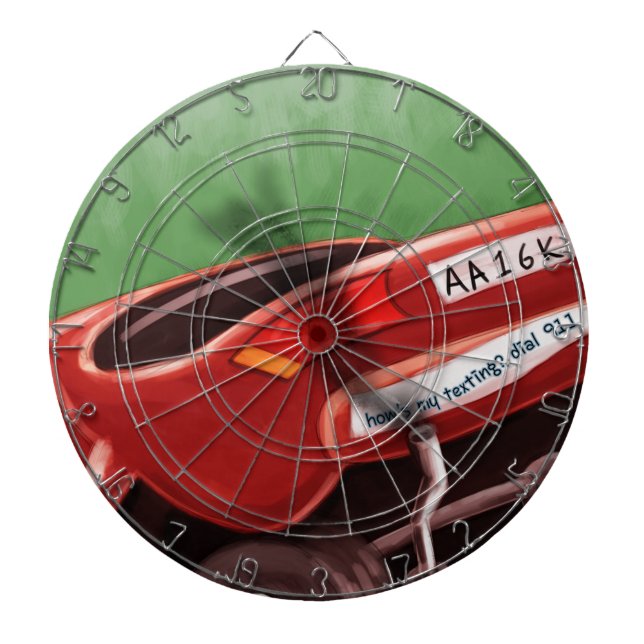 Dont Text & Drive Rick London Funny Dartboard With Darts (Front)