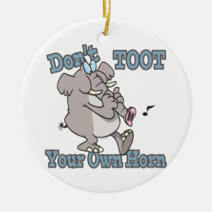 dont toot your own horn elephant cartoon ceramic ornament