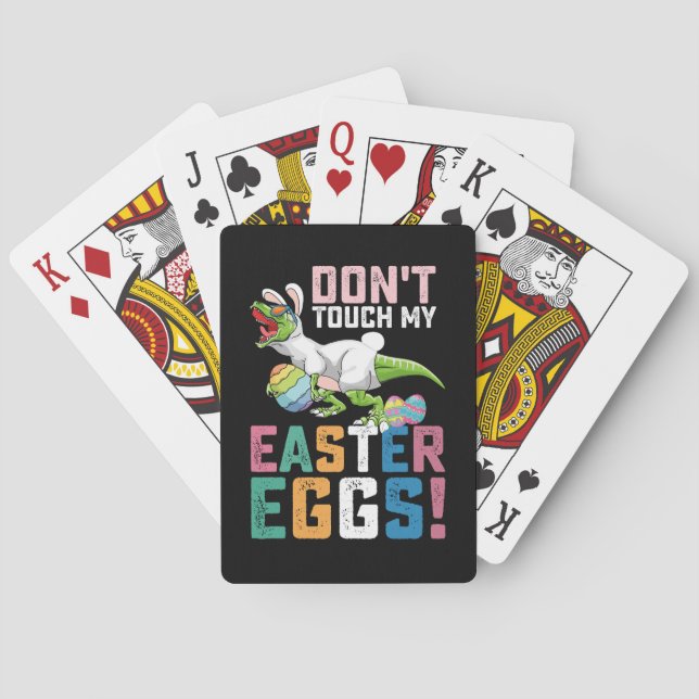 Don't Touch My Easter Eggs T Rex Dinosaur Poker Cards (Back)